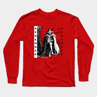 Remember Remember Guy Fawkes Illustration Long Sleeve T-Shirt